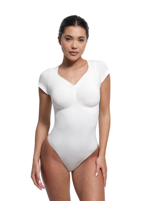 Modelujące body - t-shirt z dekoltem V