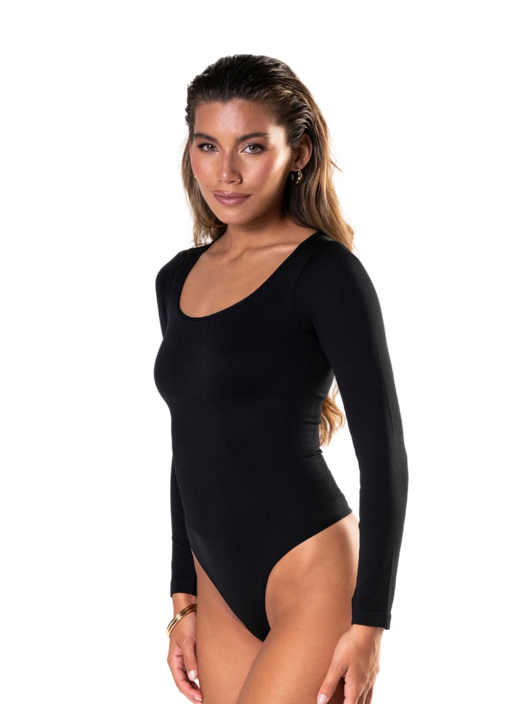 Body Modelujące z długim rękawem i stringami
