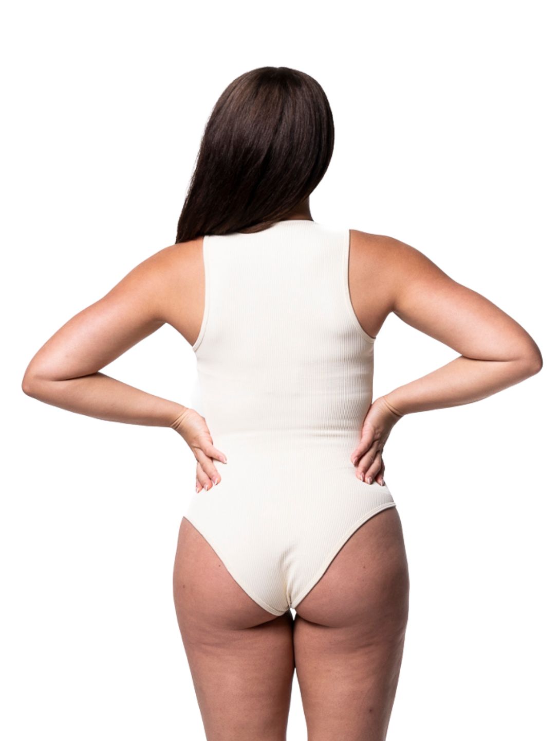 Prążkowane Body Modelujące z Kwadratowym Dekoltem