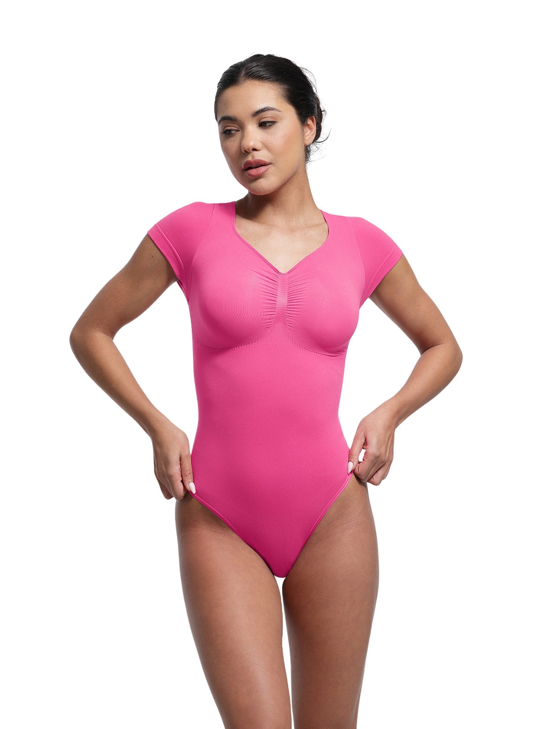 Modelujące body - t-shirt z dekoltem V