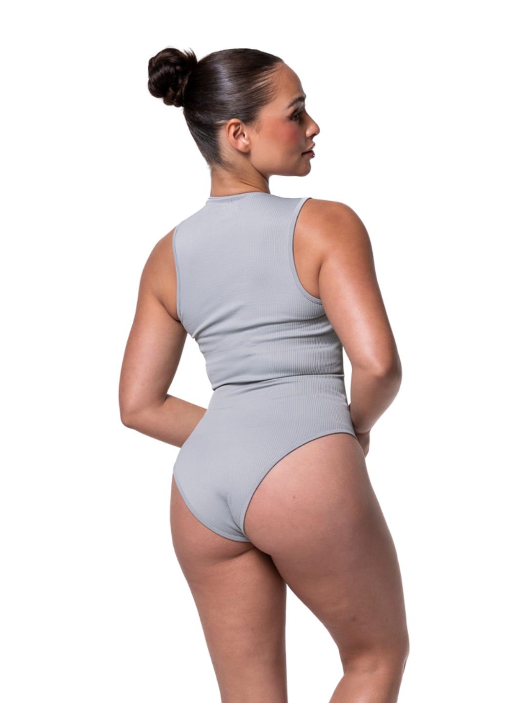 Prążkowane Body Modelujące z Kwadratowym Dekoltem
